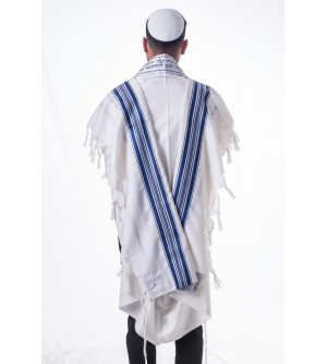 Talit en Laine Bleu et Argent
