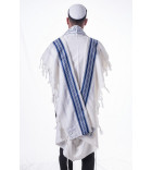Talit en Laine Bleu et Argent