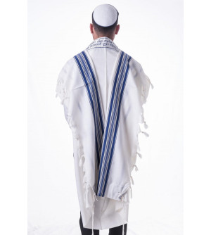 Talit en Laine Bleu et Argent 2