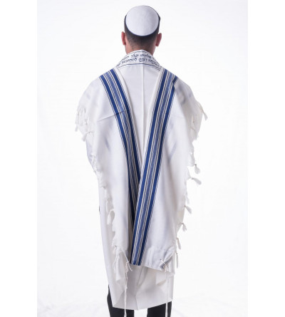 Talit en Laine Bleu et Or