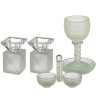 Ensemble en cristal : Bougeoirs + Coupe de Kiddouch + Salière & Poivrière avec pierres - Miketer