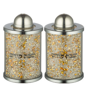 salière et poivrière en cristal avec pierres - Miketer