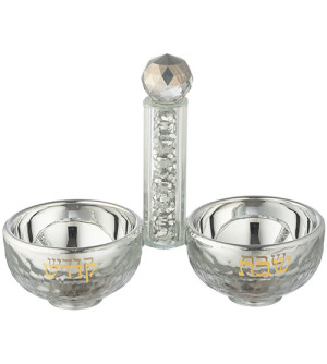salière et poivrière en cristal avec pierres