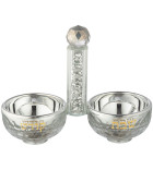 salière et poivrière en cristal avec pierres