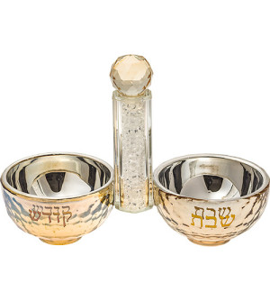 salière et poivrière dorées en cristal avec pierres