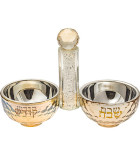 salière et poivrière dorées en cristal avec pierres