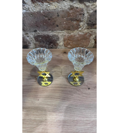 Bougeoirs en cristal avec Magen David dorée