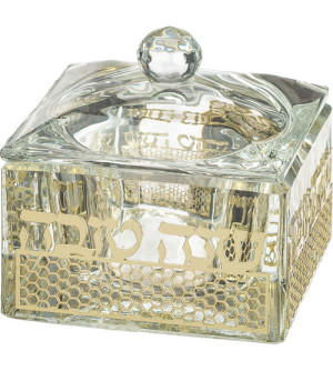 Pot à Miel en Cristal avec plaque ruche