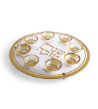 Plateau du Seder de Roch Hachana en verre et cristal Doré