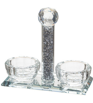 salière et poivrière en cristal avec éclats de verre