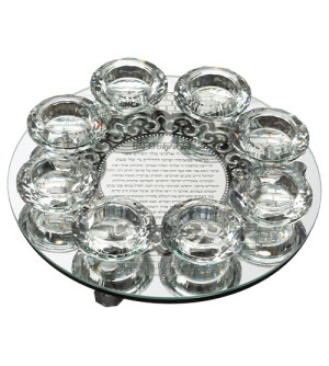 Support en cristal pour 8 bougies – Plaque argentée Hadlakat Nerot