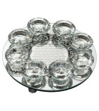 Support en cristal pour 8 bougies – Plaque argentée Hadlakat Nerot