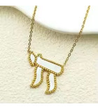 Collier doré avec pendentif Haï blanc