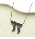 Collier argenté avec pendentif Haï noir