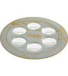 Plateau de Seder de Pessah en verre Blanc - Miketer
