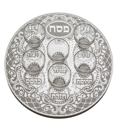 Plateau de Seder de Pessa’h en verre - Miketer