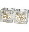 Bougeoirs en cristal 5 cm avec plaque métal – Ornements