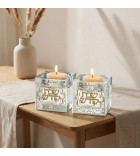 Bougeoirs en cristal 5 cm avec plaque métal – Ornements