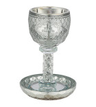 Verre de Kiddouch Miroir en Cristal avec pierres et bénédiction