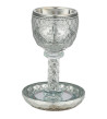 Verre de Kiddouch Miroir en Cristal avec pierres et bénédiction