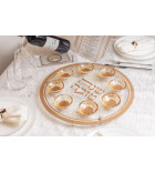 Plateau du Seder de Roch Hachana en verre et cristal Doré