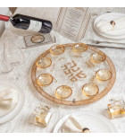 Plateau du Seder de Roch Hachana en verre et cristal brun