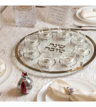 Plateau du Seder de Roch Hachana en verre et cristal classe