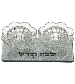 Bougeoirs en verre pailleté