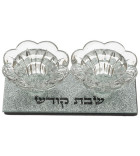 Bougeoirs en verre pailleté