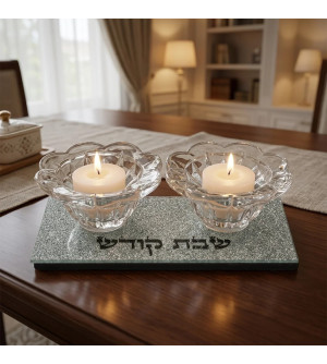 Bougeoirs en verre pailleté 2